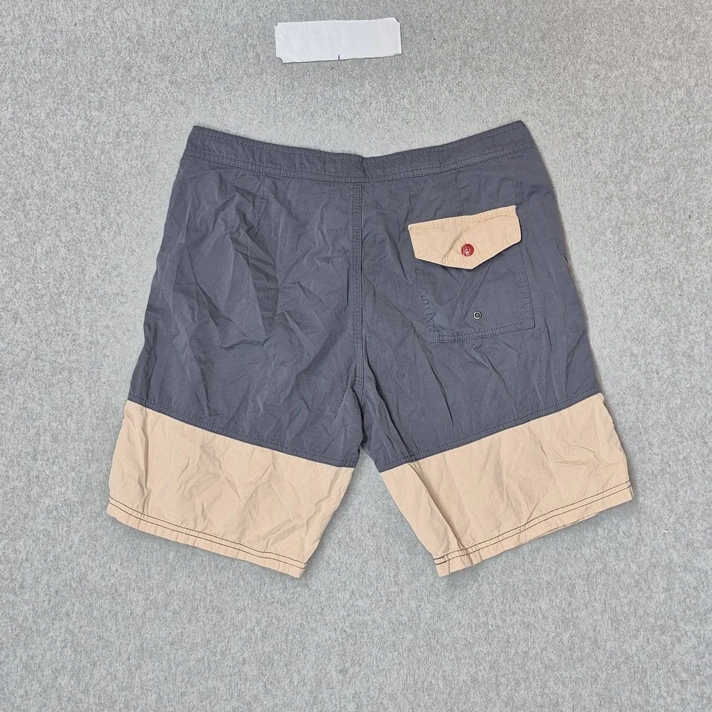 Katin USA Men Shorts 34 Gray Nylon Polyester Swimwear Colorblock Logo Patch